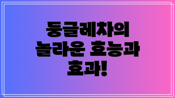 둥글레차의 놀라운 효능과 효과!