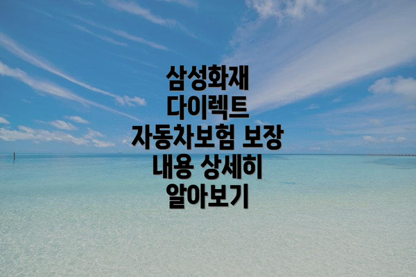 삼성화재 다이렉트 자동차보험 보장 내용 상세히 알아보기
