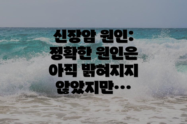 신장암 원인: 정확한 원인은 아직 밝혀지지 않았지만…