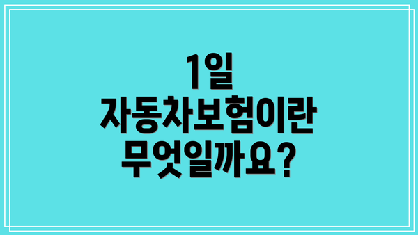1일 자동차보험이란 무엇일까요?