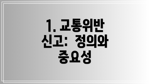 1. 교통위반 신고:  정의와 중요성