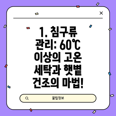 1. 침구류 관리: 60℃ 이상의 고온 세탁과 햇볕 건조의 마법!
