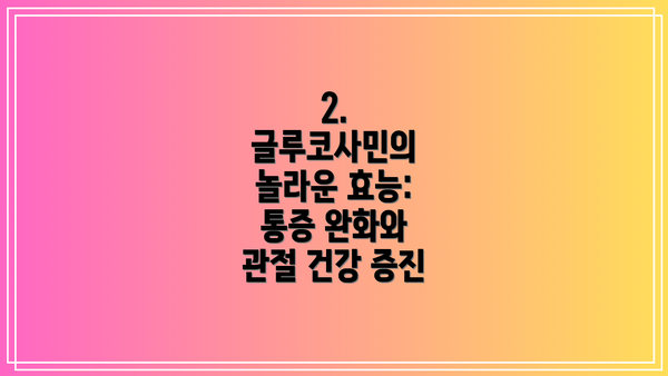 2. 글루코사민의 놀라운 효능: 통증 완화와 관절 건강 증진
