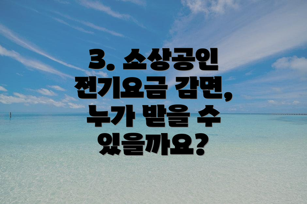 3. 소상공인 전기요금 감면, 누가 받을 수 있을까요?