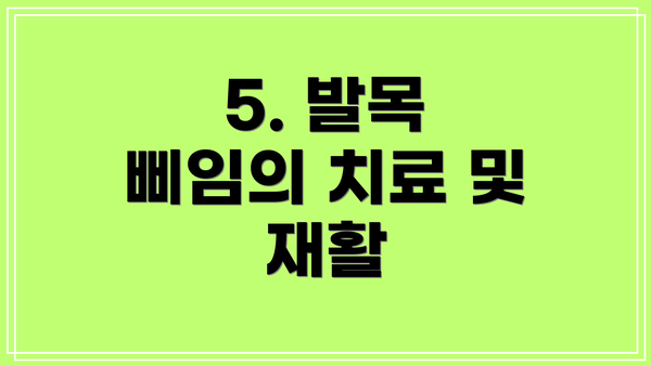 5. 발목 삐임의 치료 및 재활