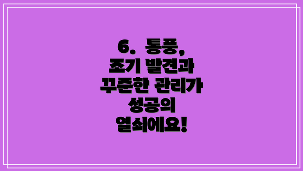 6.  통풍, 조기 발견과 꾸준한 관리가 성공의 열쇠에요!