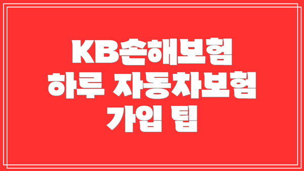 KB손해보험 하루 자동차보험 가입 팁