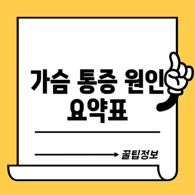 가슴 통증 원인 요약표