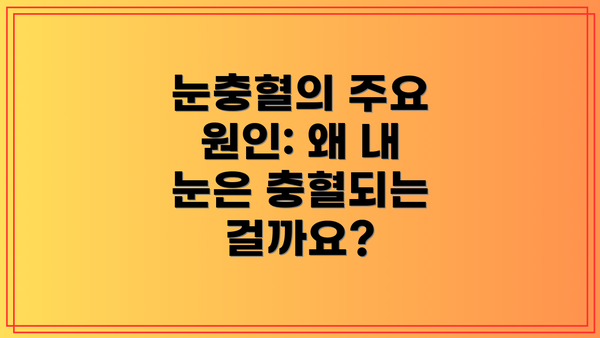 눈충혈의 주요 원인: 왜 내 눈은 충혈되는 걸까요?