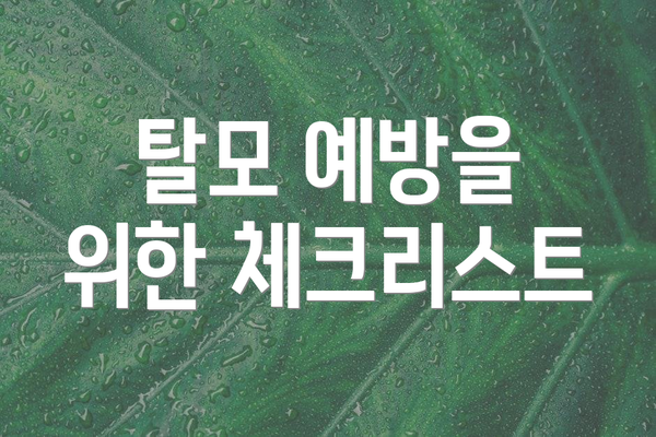 탈모 예방을 위한 체크리스트