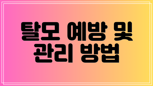탈모 예방 및 관리 방법