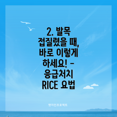 2. 발목 접질렸을 때, 바로 이렇게 하세요! - 응급처치 RICE 요법