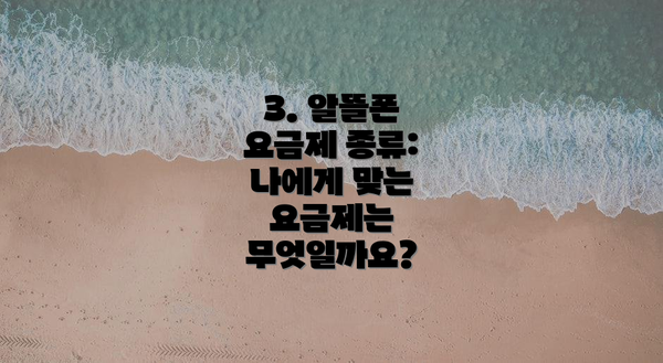 3. 알뜰폰 요금제 종류: 나에게 맞는 요금제는 무엇일까요?