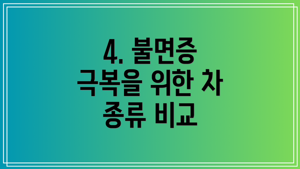 4. 불면증 극복을 위한 차 종류 비교