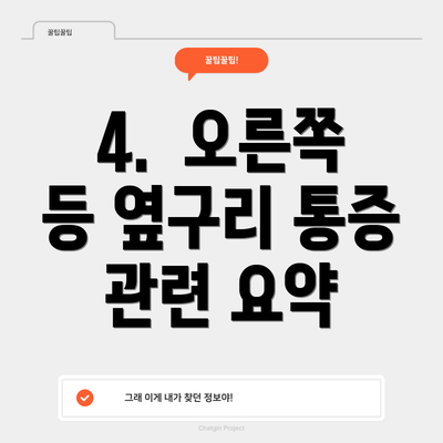 4.  오른쪽 등 옆구리 통증 관련 요약