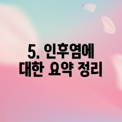 5. 인후염에 대한 요약 정리