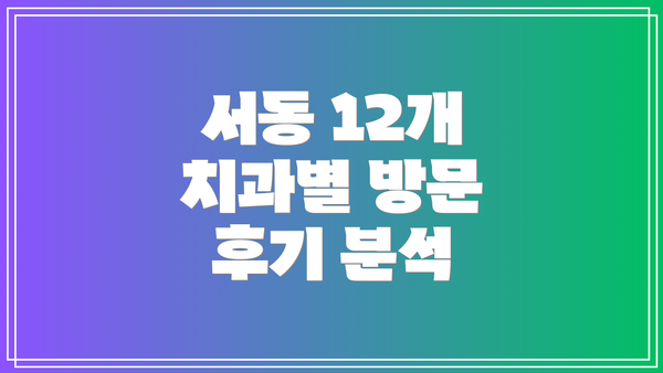 서동 12개 치과별 방문 후기 분석