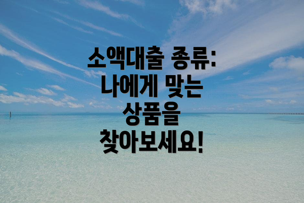 소액대출 종류: 나에게 맞는 상품을 찾아보세요!