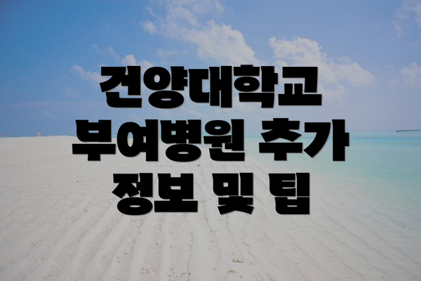 건양대학교 부여병원 추가 정보 및 팁
