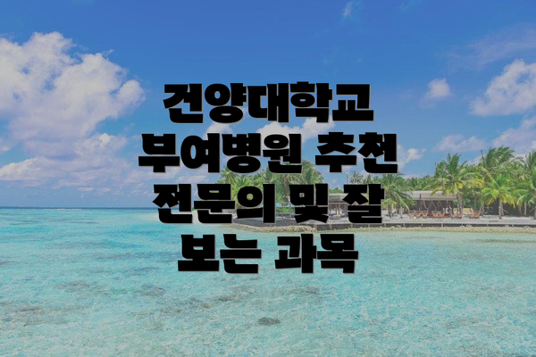건양대학교 부여병원 추천 전문의 및 잘 보는 과목