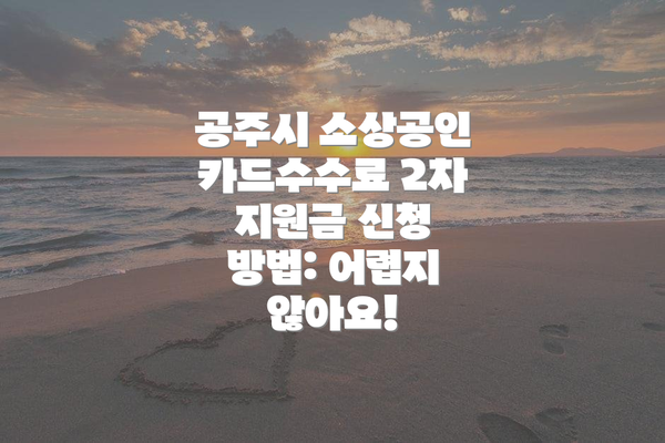 공주시 소상공인 카드수수료 2차 지원금 신청 방법: 어렵지 않아요!