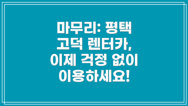 마무리: 평택 고덕 렌터카, 이제 걱정 없이 이용하세요!