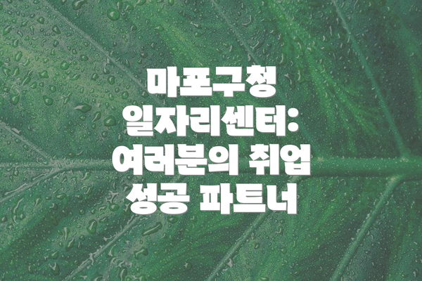 마포구청 일자리센터: 여러분의 취업 성공 파트너