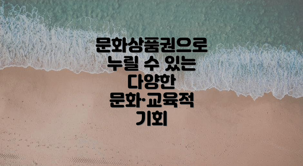 문화상품권으로 누릴 수 있는 다양한 문화·교육적 기회