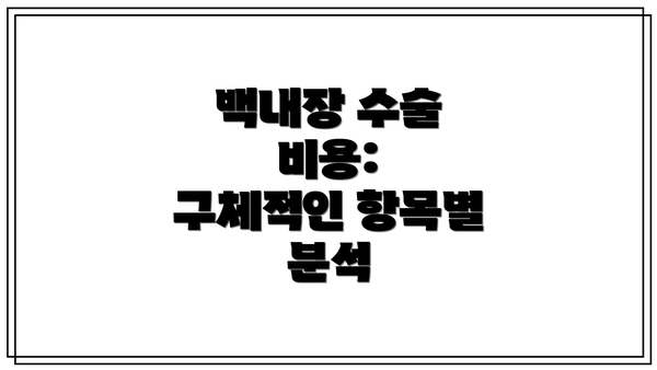 백내장 수술 비용:  구체적인 항목별 분석