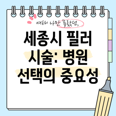 세종시 필러 시술: 병원 선택의 중요성
