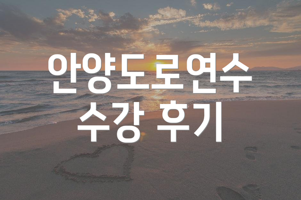 안양도로연수 수강 후기