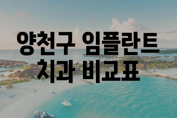 양천구 임플란트 치과 비교표