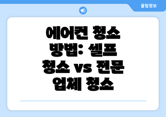 에어컨 청소 방법: 셀프 청소 vs 전문 업체 청소