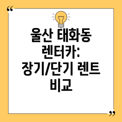 울산 태화동 렌터카: 장기/단기 렌트 비교