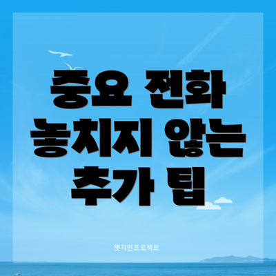 중요 전화 놓치지 않는 추가 팁