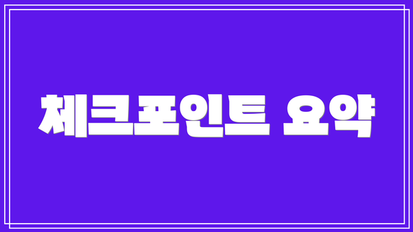 체크포인트 요약