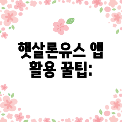 햇살론유스 앱 활용 꿀팁: