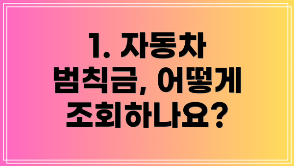 1. 자동차 범칙금, 어떻게 조회하나요?
