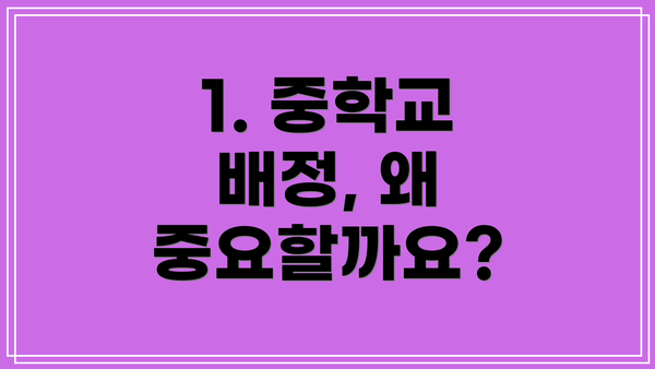 1. 중학교 배정, 왜 중요할까요?