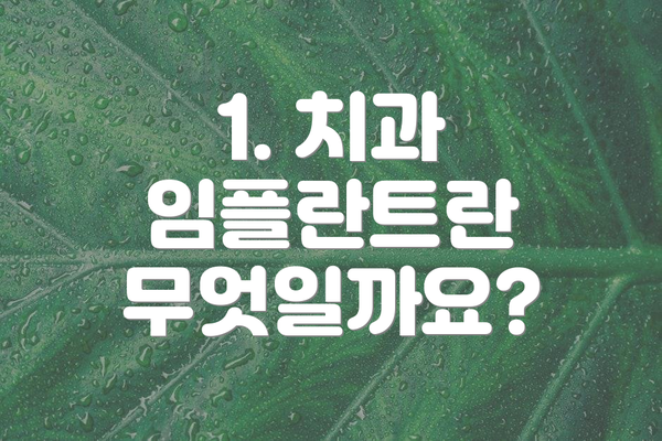 1. 치과 임플란트란 무엇일까요?