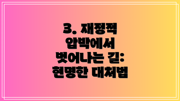 3. 재정적 압박에서 벗어나는 길: 현명한 대처법