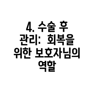 4. 수술 후 관리:  회복을 위한 보호자님의 역할
