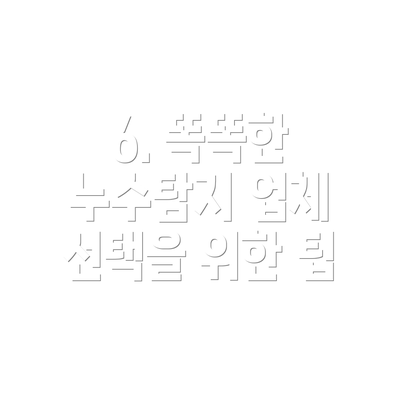 6. 똑똑한 누수탐지 업체 선택을 위한 팁
