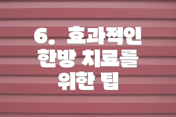 6.  효과적인 한방 치료를 위한 팁